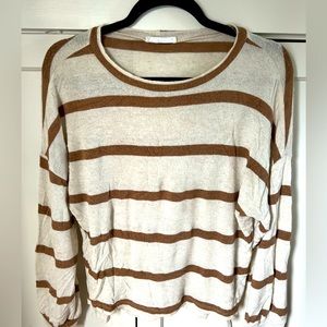 Carly Jean Los Angeles (CJLA) Cream & Taupe Pullover Sweater Size Small